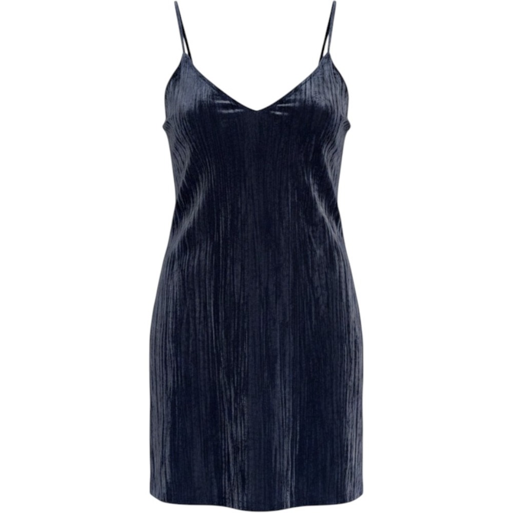 Elodie‎ Womens Spaghetti Strap Mini Velvet Dress M Blue Grey Party Cocktail